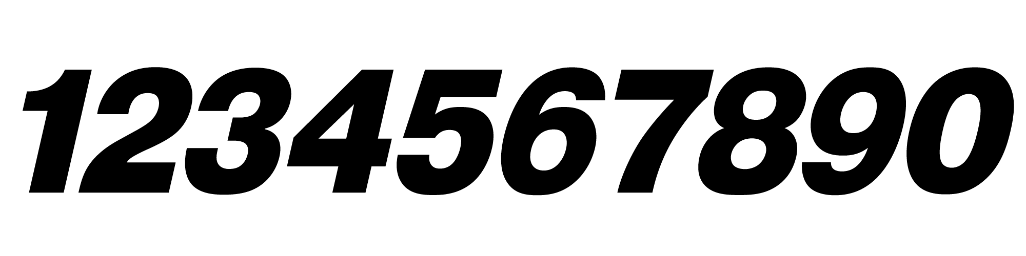 Number font 07 showing digits zero through nine
