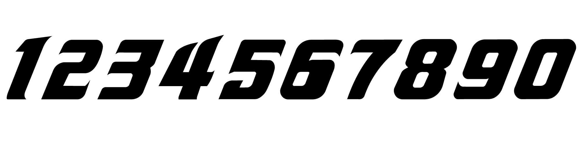 Number font 08 showing digits zero through nine