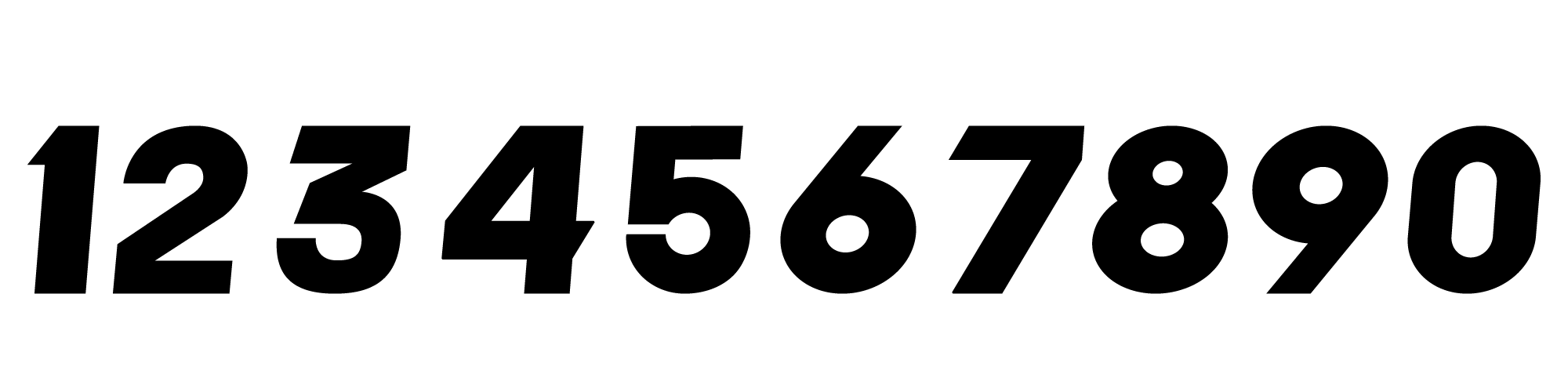 Number font 09 showing digits zero through nine