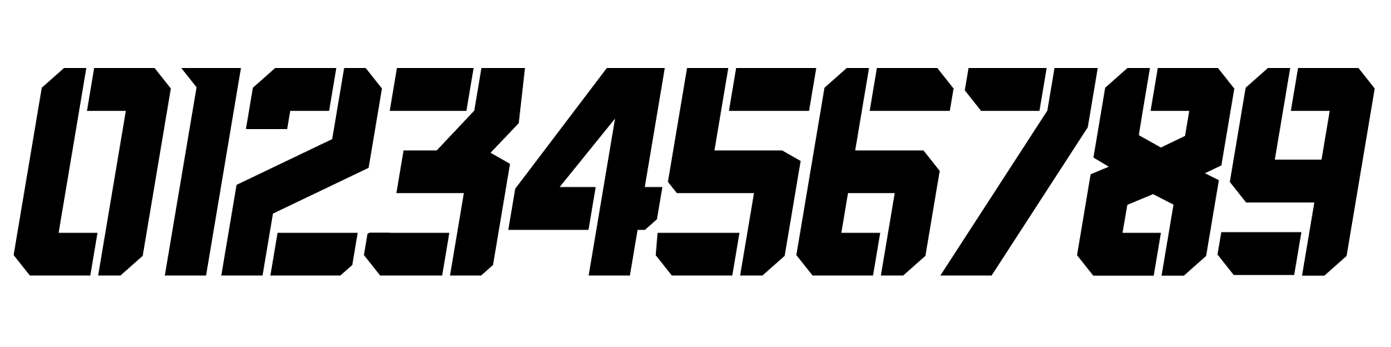 Number font 10 showing digits zero through nine